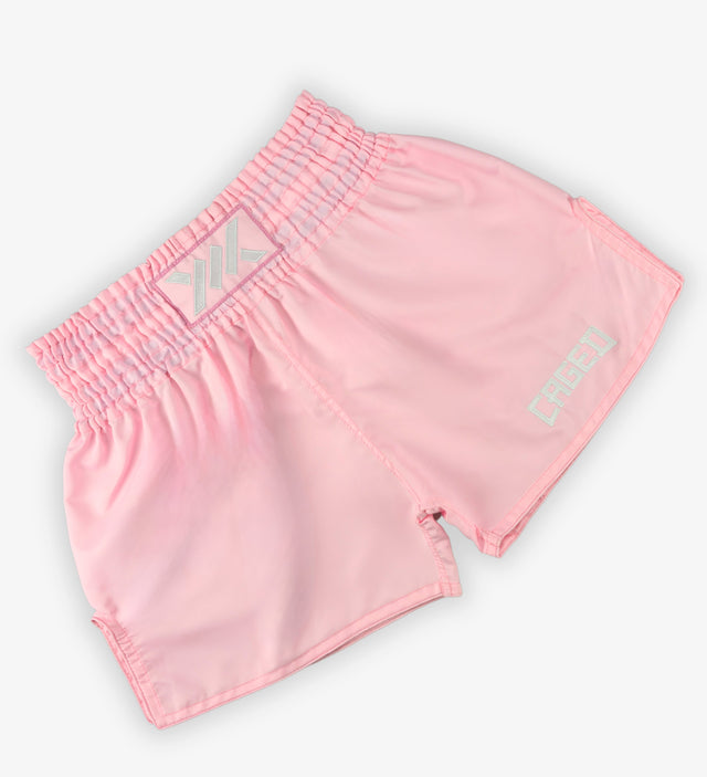 Calções de Muay Thai Caged Classic – Rosa bebé mulher