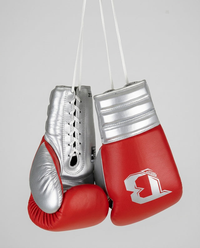Booster Boxhandschuhe Rapid Strike mit Schnürverschluss - Rot/Silber