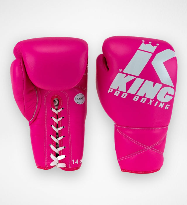 King Pro Boxing XK Boxing Gloves with Lace Closure - Pink/White