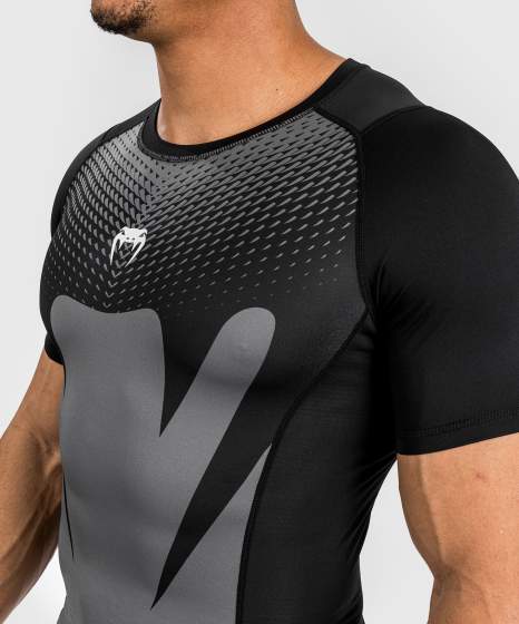 Venum Rashguard Attack Korte Mouwen - Zwart/Grijs