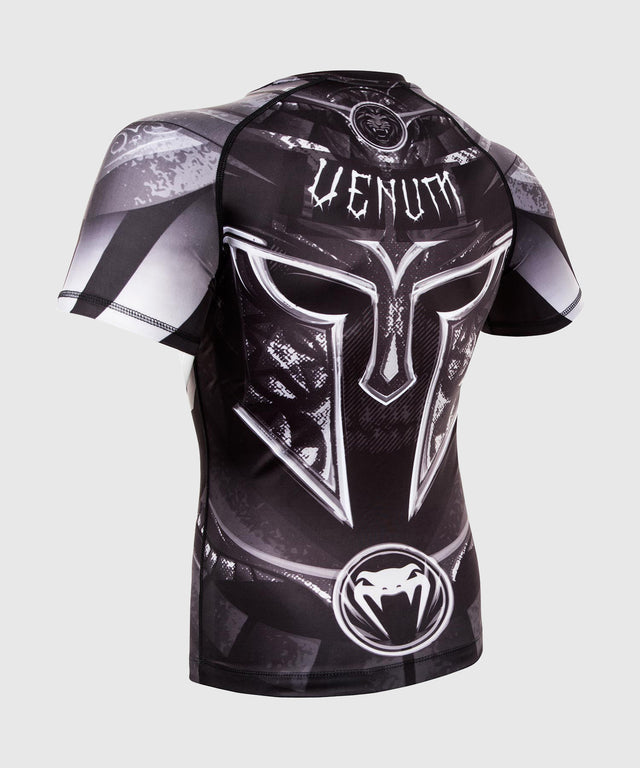 Rashguard Venum Gladiator 3.0 s krátkými rukávy – Černá/šedá/bílá