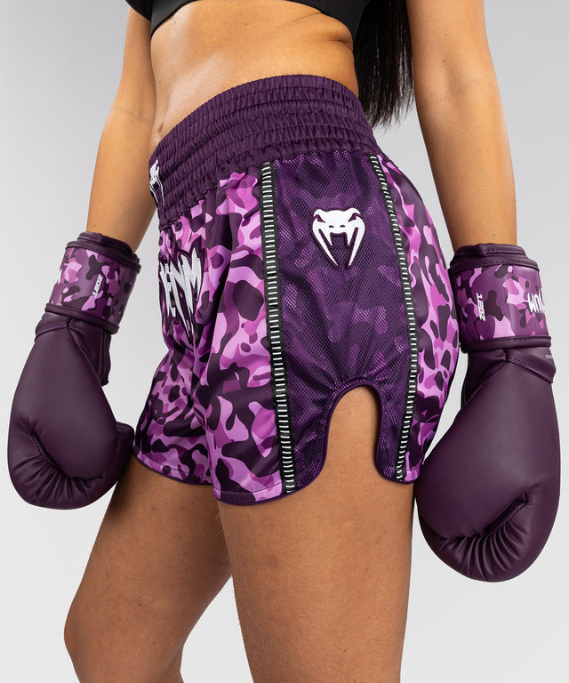Pantaloncini Muay Thai Venum Iris – Viola/Camo Rosa