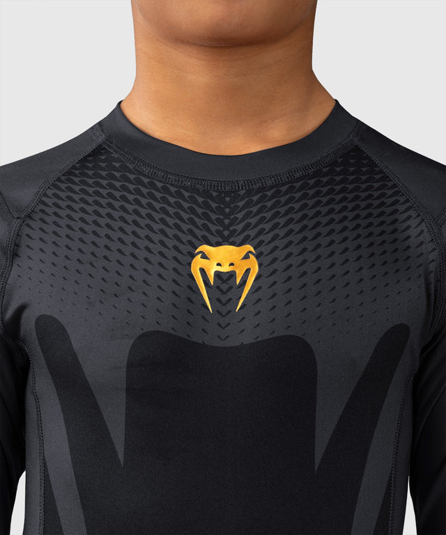 Rashguard Venum Attack Mâneci Scurte Copii – Negru/Auriu