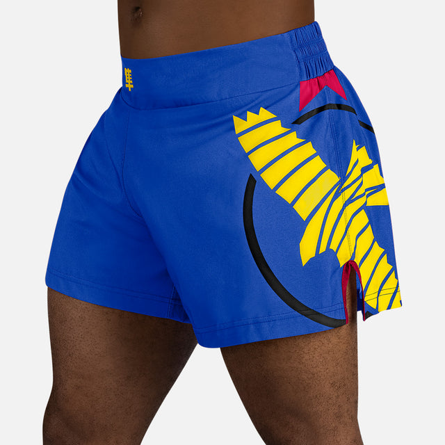Pantaloncini Muay Thai Hayabusa Icon – Blu/Giallo