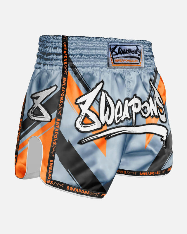 Muay Thai trenky 8 WEAPONS Shift – Ledově šedé/Oranžové