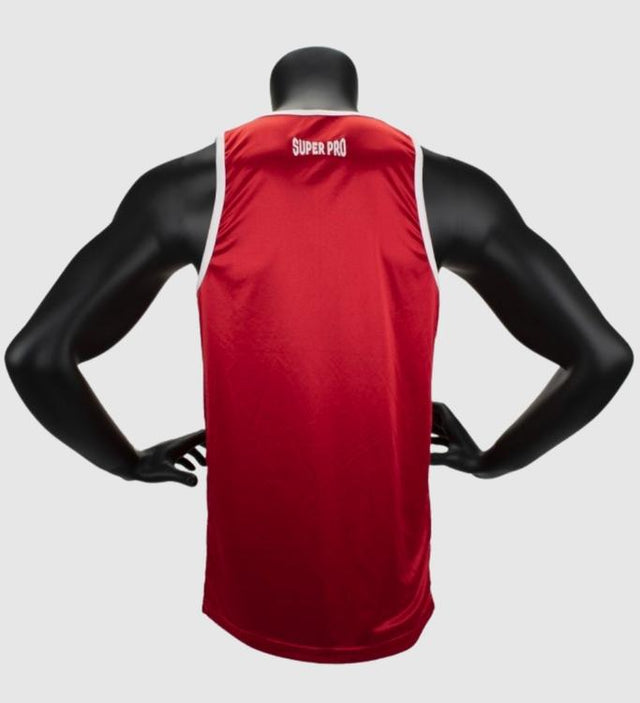 Camiseta de tirantes Super Pro Boks Club – Rojo/Blanco
