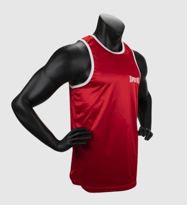 Camiseta de tirantes Super Pro Boks Club – Rojo/Blanco