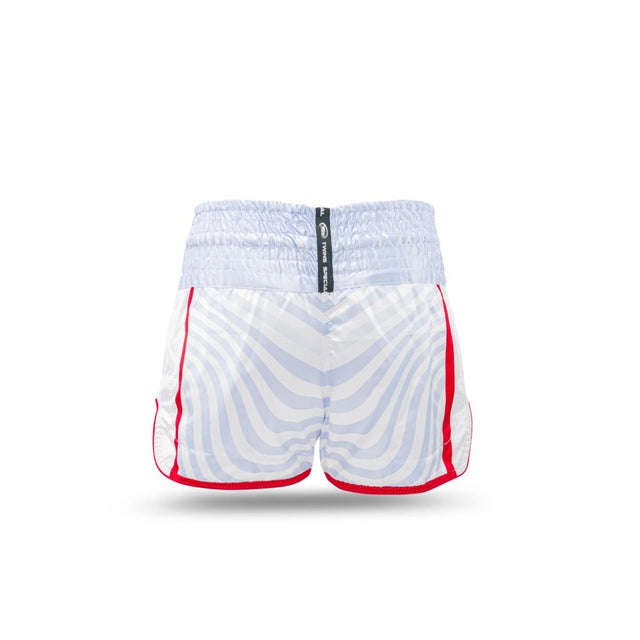 Pantaloni scurți Muay Thai Twins TBT8 – Alb/Roșu