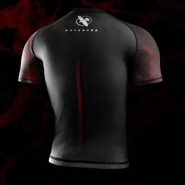Rashguard de BJJ Hayabusa x UFC Mangas Curtas – Preto/Vermelho