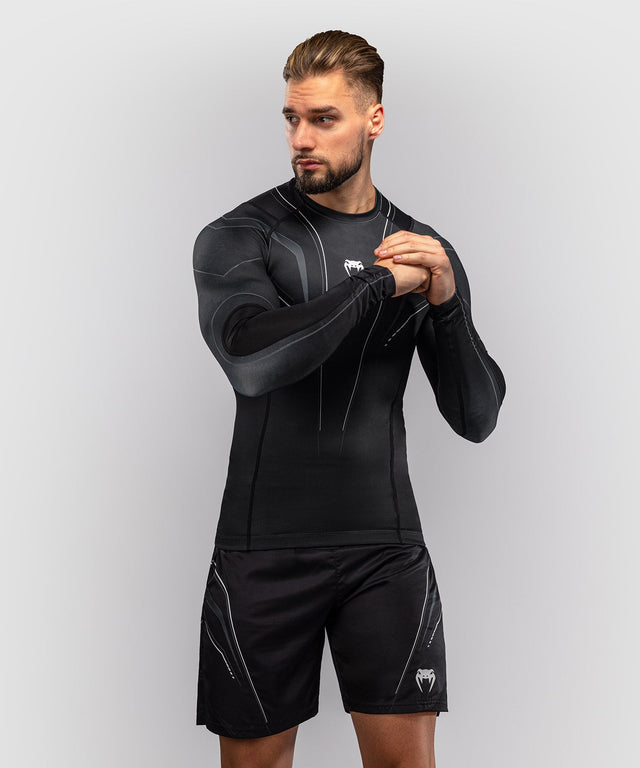 Rashguard Venum Streamline – Dlouhé rukávy – Černá/Bílá