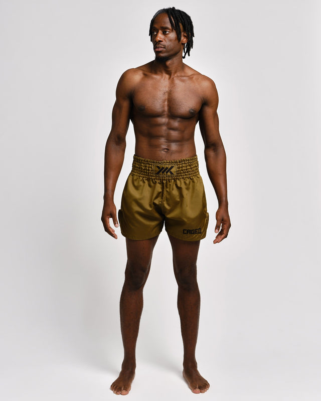 Caged Muay Thai-shorts Classic – Khaki Grön/Svart