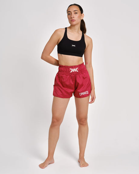 Caged Muay Thai Shorts Classic – Red/White Women