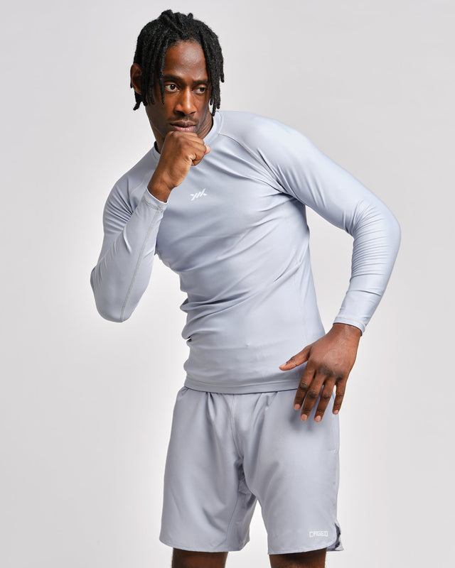 Rashguard Caged Tactical Maniche Lunghe – Gunmetal Grey