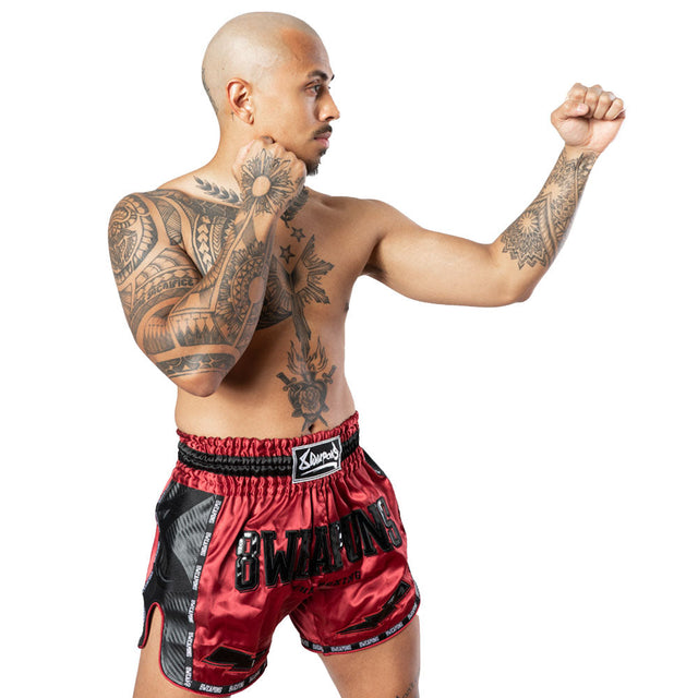 Pantaloncini Muay Thai 8 WEAPONS Carbon – Rosso