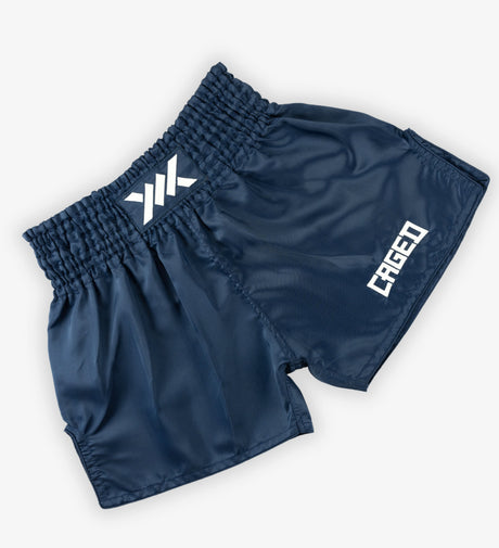 Caged Muay Thai shorts Classic – Navy Blue/White women