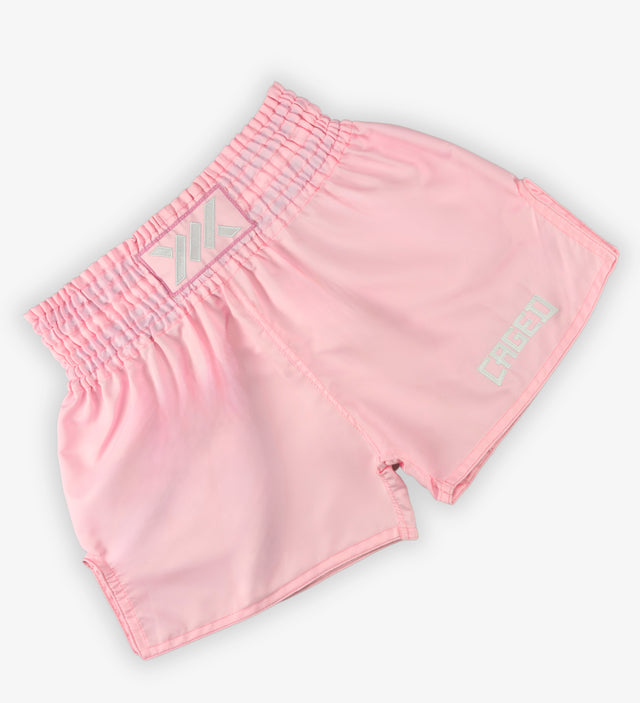 Calções de Muay Thai Caged Classic – Rosa Bebé