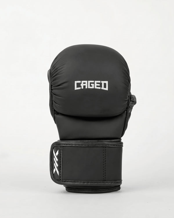 Rękawice MMA sparingowe Caged Shadow – Mat Czarne/Białe
