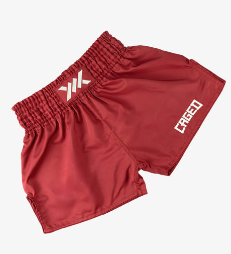Caged Muay Thai Shorts Classic – Red/White Women