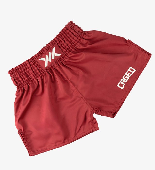 Muay Thai trenky Caged Classic – Červená/Bílá dámské