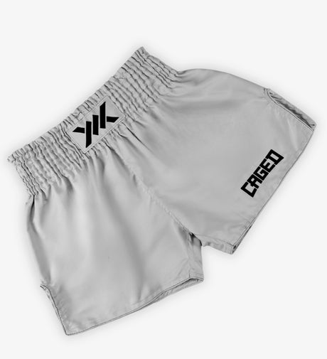 Caged Muay-Thai-Shorts Classic – Hellgrau/Schwarz Damen
