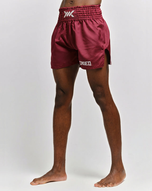 Caged Muay Thai Shorts Classic - Bordeaux Rood/Wit
