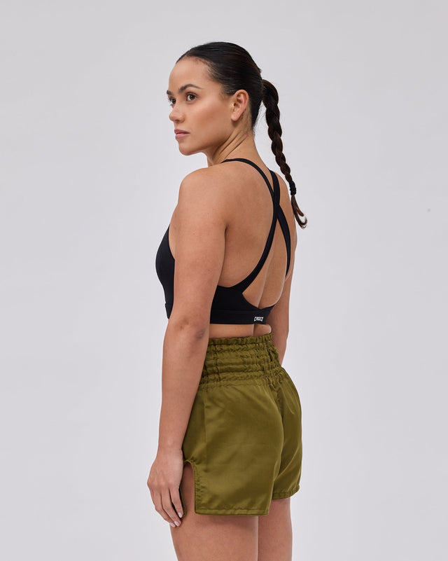 Caged Muay Thai-shorts Classic – Khaki Grön/Svart dam