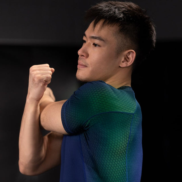 Rashguard Hayabusa Fusion Manches Courtes – Bleu/Vert