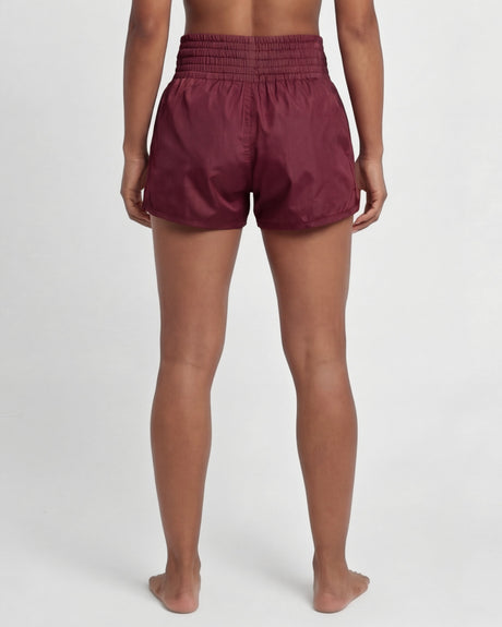 Caged Muay-Thai-Shorts Classic – Bordeaux-Rot/Weiß Damen
