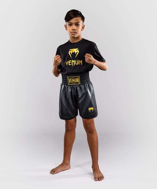 Pantaloncini da boxe Venum Attack - Bambini Nero/Oro