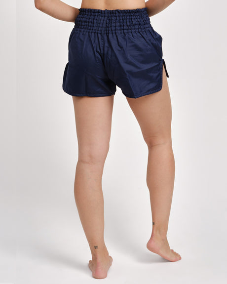 Caged Muay Thai shorts Classic – Navy Blue/White women