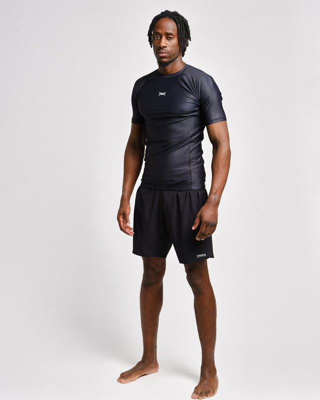 Caged Tactical Rashguard Kurzarm – Schwarz