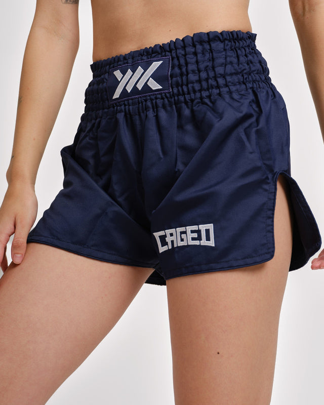 Caged Muay Thai shorts Classic - Marineblå/Hvid kvinde