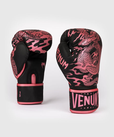 Gants de boxe Venum Impact Dragon's Flight – Noir/Rose métallisé