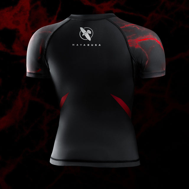 Hayabusa x UFC BJJ Rashguard Kurzarm Damen – Schwarz/Rot
