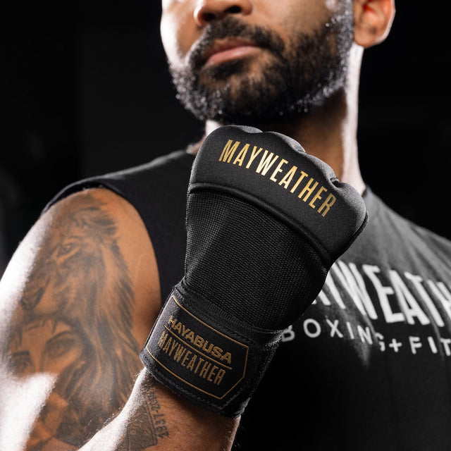 Hayabusa x Mayweather Inderhandsker Deluxe Quick Wraps - Sort/Guld