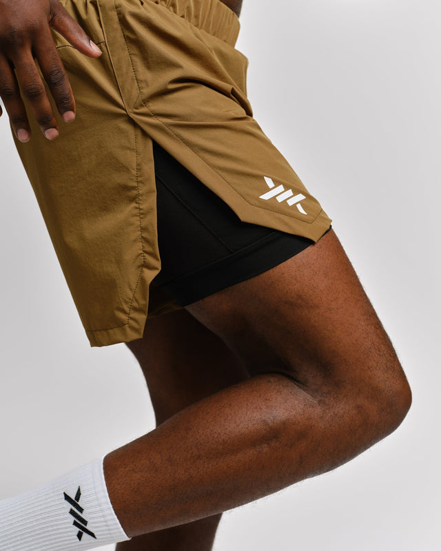 Caged Stride 2-in-1 Träningsshorts Olive – Herr