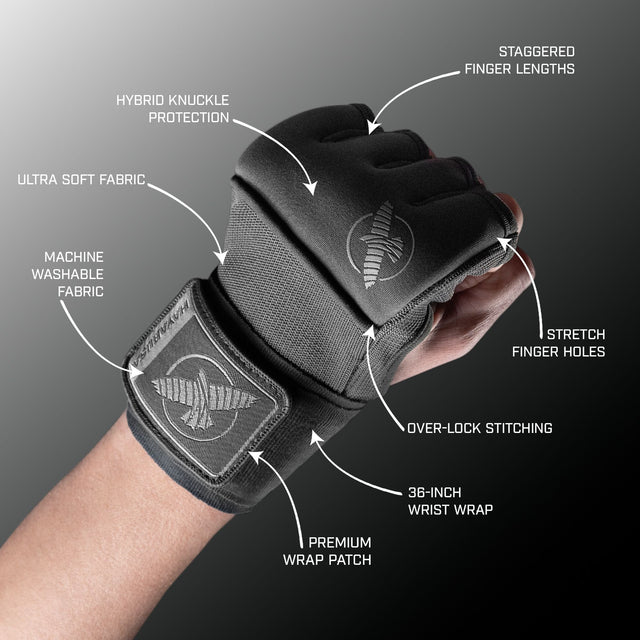 Boxerské bandáže Hayabusa Deluxe Quick – Šedé