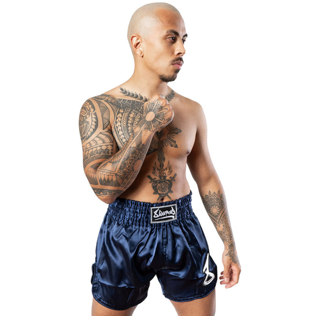8 WEAPONS Muay Thai shorts Strike – Mørkeblå/Hvid