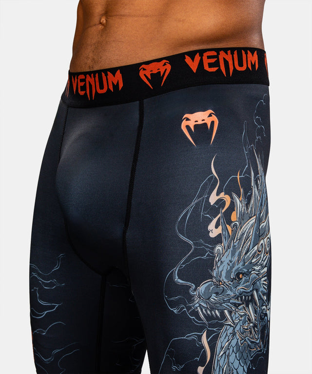 Pantaloncini a compressione Venum Thunder Dragon – Nero/Grigio/Rame