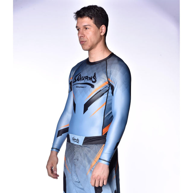 8 WEAPONS Rashguard Shift – Isblå/Orange