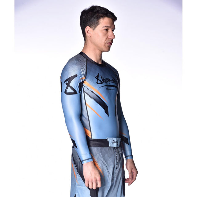 8 WEAPONS Rashguard Shift – Isblå/Orange