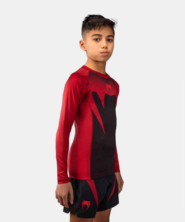 Venum Attack Rashguard Langarm Kinder – Schwarz/Rot