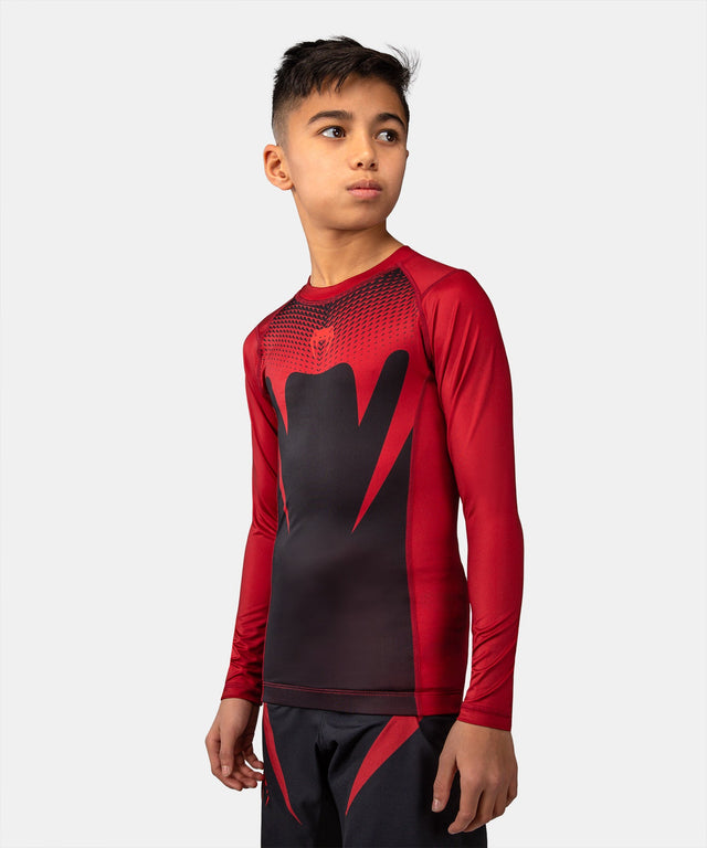 Venum Attack Rashguard Langarm Kinder – Schwarz/Rot