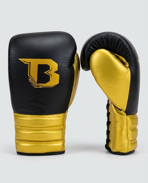 Guantoni da boxe Booster Rapid Strike con allacciatura – Nero/Oro