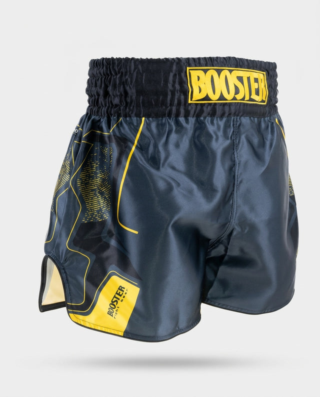 Shorts de Muay Thai Booster BFG Ignite – Bleu marine/Jaune