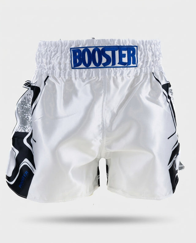 Muay Thai trenky Booster BFG Ignite – Bílé/Modré/Černé