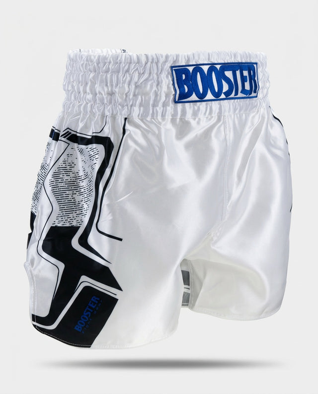 Muay Thai trenky Booster BFG Ignite – Bílé/Modré/Černé
