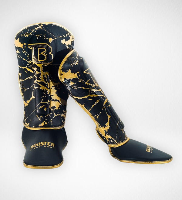 Paratibie da kickboxing Booster Marble Bambini – Nero/Oro