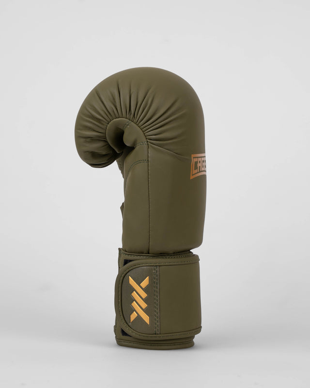 Guantes de boxeo Caged Shadow – Caqui Verde/Oro