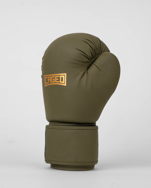 Guantes de boxeo Caged Shadow – Caqui Verde/Oro